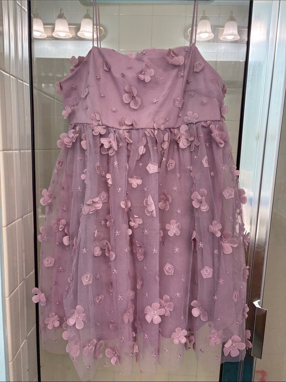 Trixxi Lilac 3D Floral Tulle Dress for Girls
